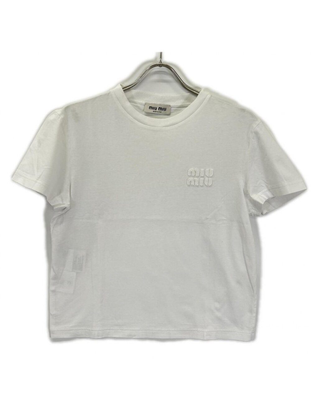 Miu Miu White Cotton Logo Embroidery Jersey T-Shirt XS